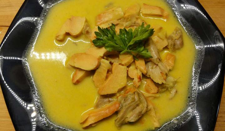 Jak uvařit houbu sírovec ve smetanové omáčce s kari | recept na omáčku